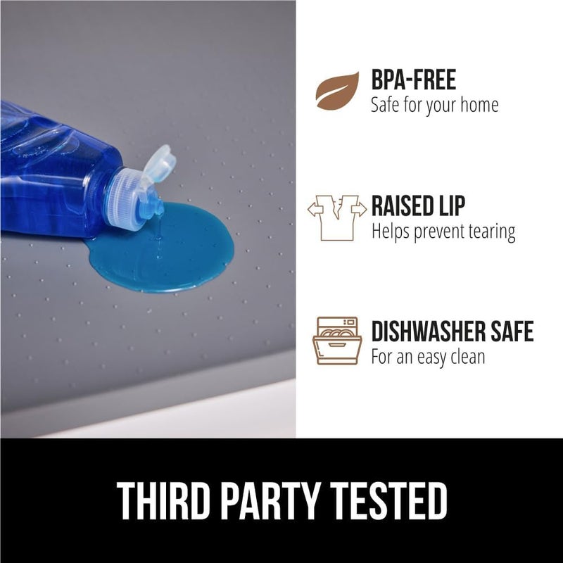Gorilla Grip Waterproof Silicone Under Sink Mat with Raised Lip for Kitchen and Bathroom, Cabinet Shelf Liner Stay in Place Mats Dishwasher Safe Drawer Liner, Organizer Tray, 15 x 22 in, Gray - Image 4